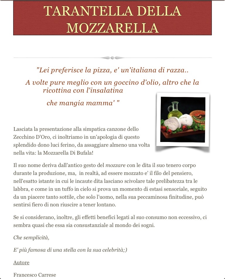 Apologia della Mozzarella che tarantella 